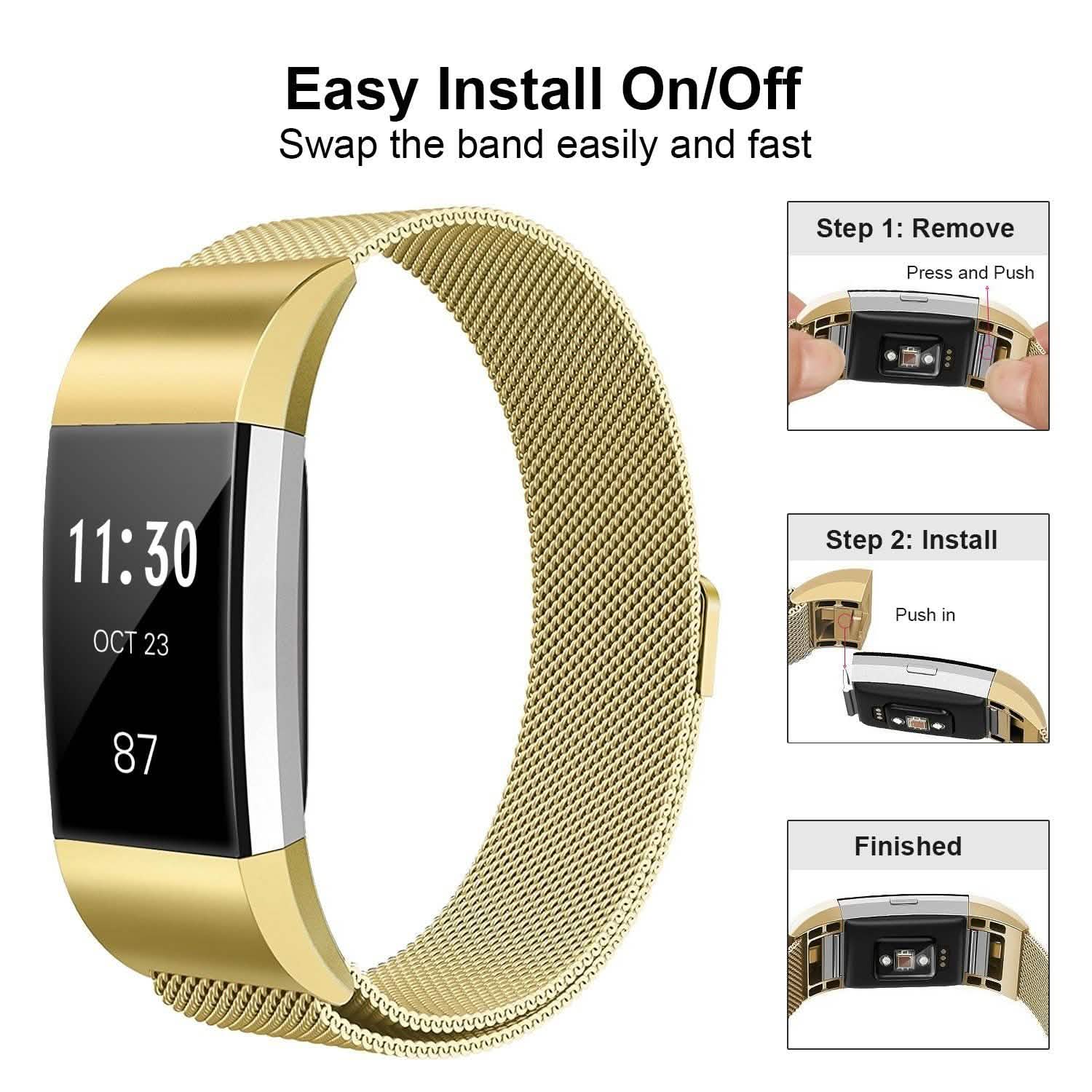 Stainless Steel Mesh Milanese Loop Band for Fitbit Charge 2 Mobile Accessories - Tophatter Daily Deals