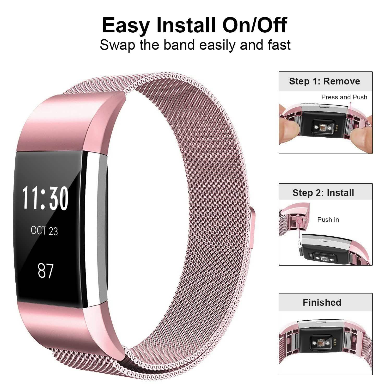 Stainless Steel Mesh Milanese Loop Band for Fitbit Charge 2 Mobile Accessories - Tophatter Daily Deals