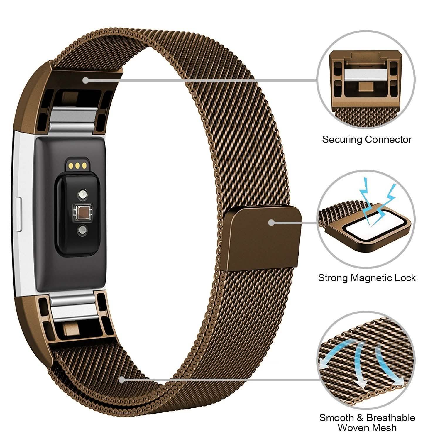 Stainless Steel Mesh Milanese Loop Band for Fitbit Charge 2 Mobile Accessories - Tophatter Daily Deals