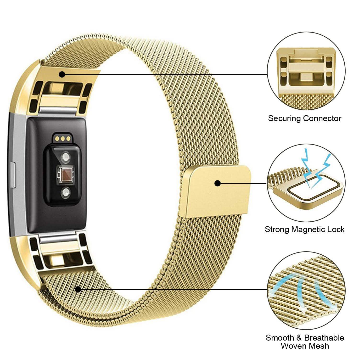 Stainless Steel Mesh Milanese Loop Band for Fitbit Charge 2 Mobile Accessories - Tophatter Daily Deals