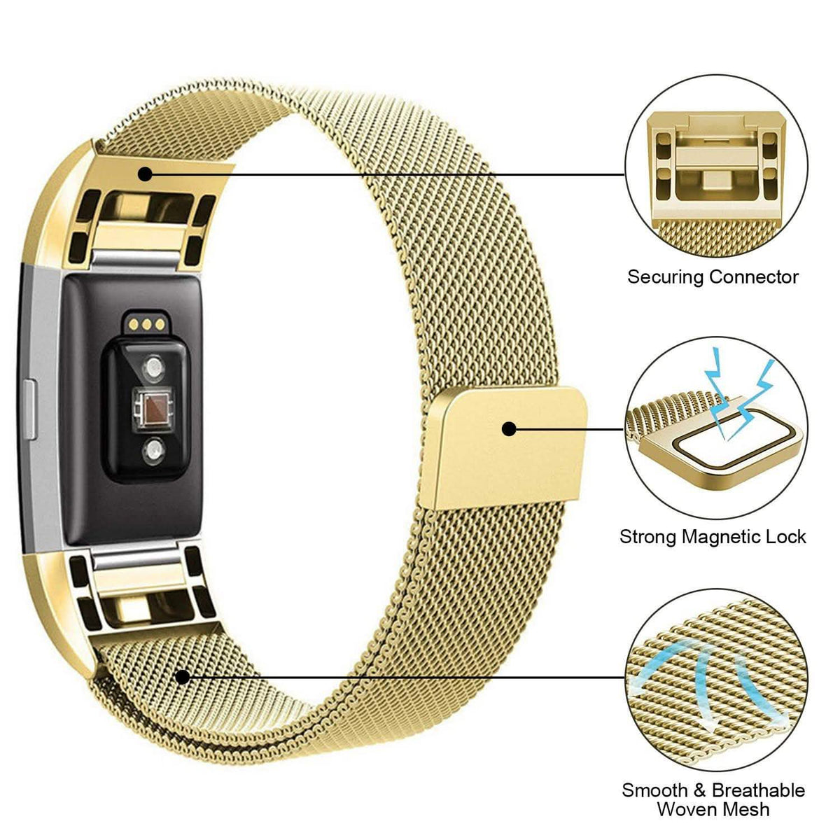 Stainless Steel Mesh Milanese Loop Band for Fitbit Charge 2 Mobile Accessories - Tophatter Daily Deals