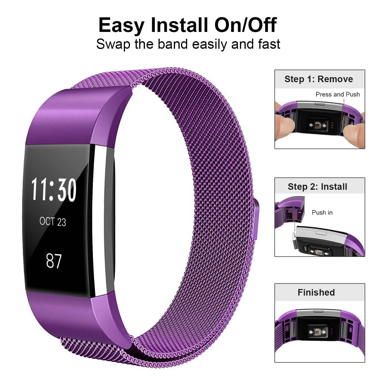 Stainless Steel Mesh Milanese Loop Band for Fitbit Charge 2 Mobile Accessories - Tophatter Daily Deals