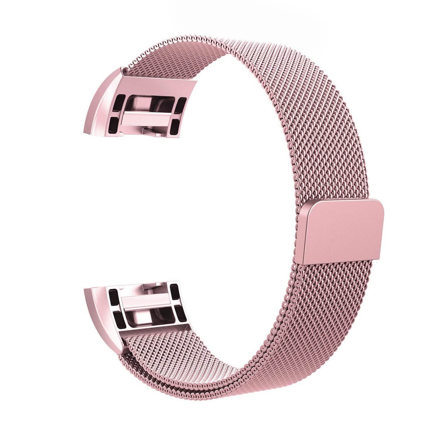 Stainless Steel Mesh Milanese Loop Band for Fitbit Charge 2 Pink Mobile Accessories - Tophatter Daily Deals