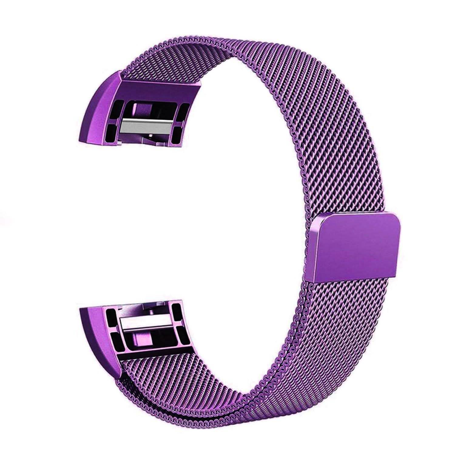 Stainless Steel Mesh Milanese Loop Band for Fitbit Charge 2 Purple Mobile Accessories - Tophatter Daily Deals