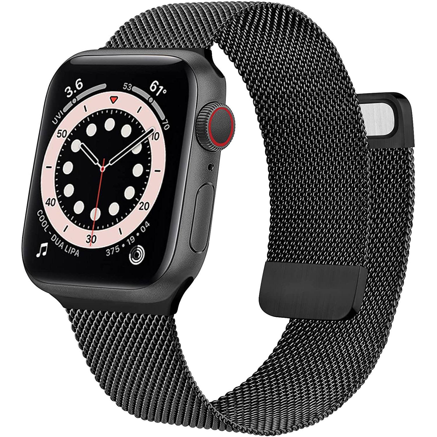 Stainless Steel Mesh Strap Replacement for Apple Watch Black Watch Band - Tophatter Daily Deals