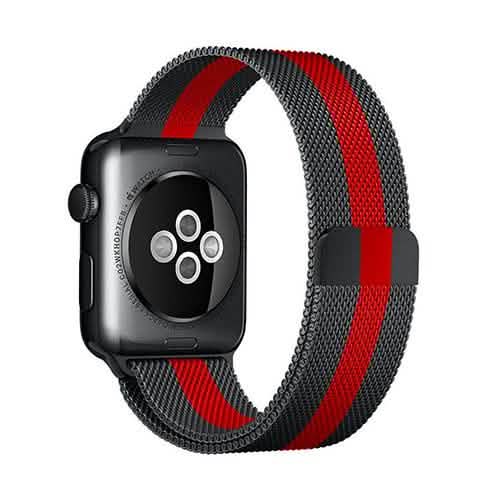 Stainless Steel Milanese Loop Band Replacement for Apple Watches Black Red Smart Watches - Tophatter Daily Deals