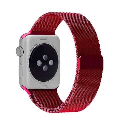 Stainless Steel Milanese Loop Band Replacement for Apple Watches Red Smart Watches - Tophatter Daily Deals