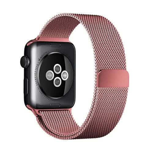 Stainless Steel Milanese Loop Band Replacement for Apple Watches 42mm Pink Smart Watches - Tophatter Daily Deals