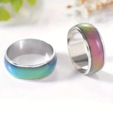 Stainless Steel Mood Ring Inlaid Thermal Discoloration Stone Rings - Tophatter Daily Deals