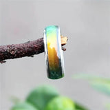 Stainless Steel Mood Ring Inlaid Thermal Discoloration Stone Rings - Tophatter Daily Deals