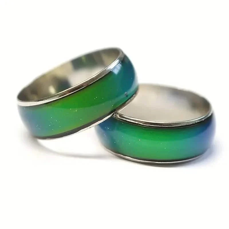 Stainless Steel Mood Ring Inlaid Thermal Discoloration Stone Rings - Tophatter Daily Deals