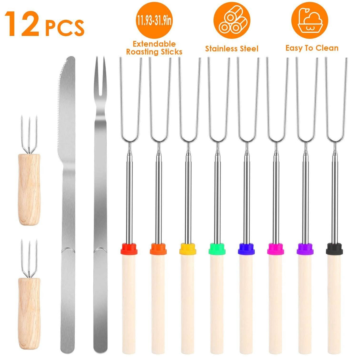 Stainless Steel Roasting Sticks Garden & Patio - Tophatter Daily Deals