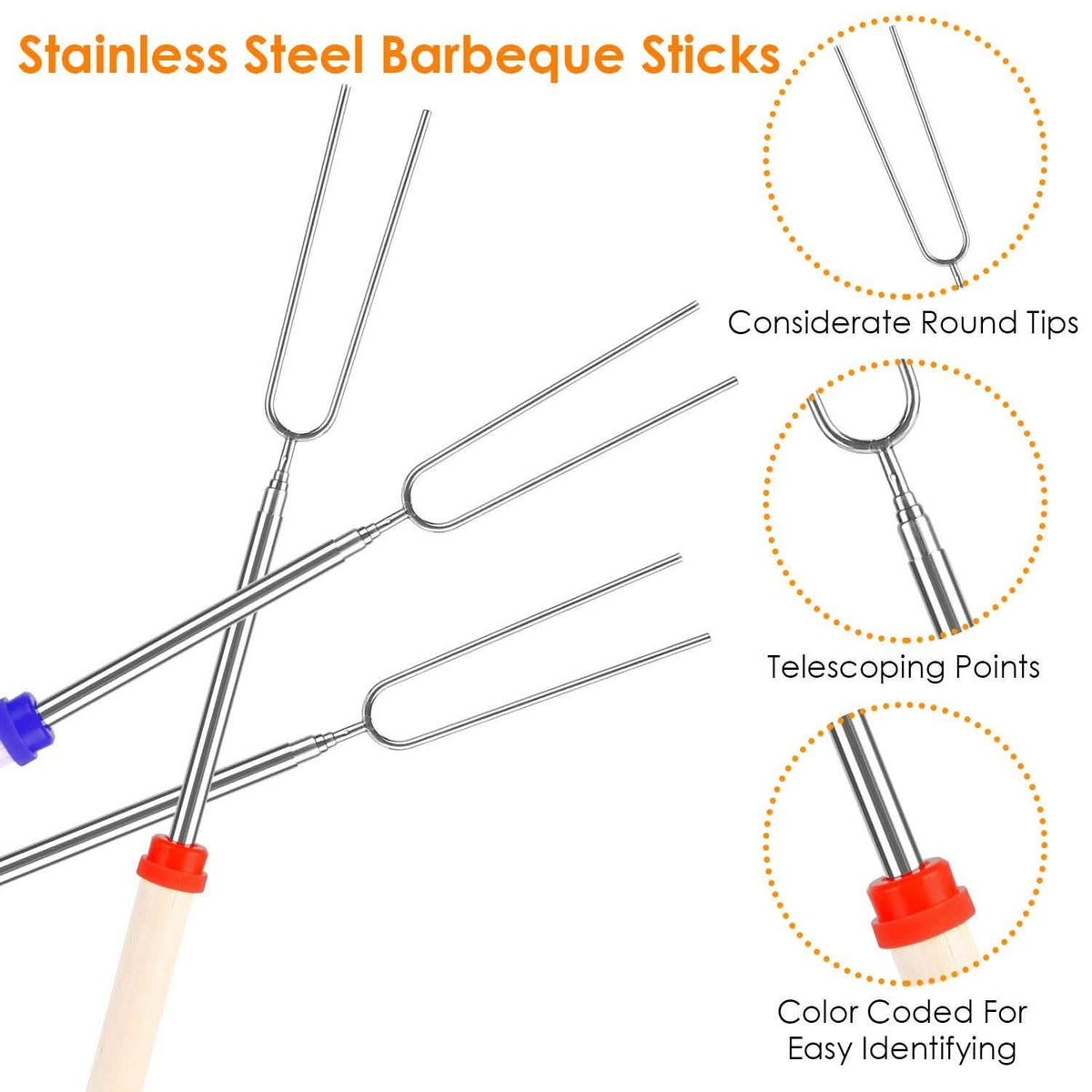 Stainless Steel Roasting Sticks Garden & Patio - Tophatter Daily Deals