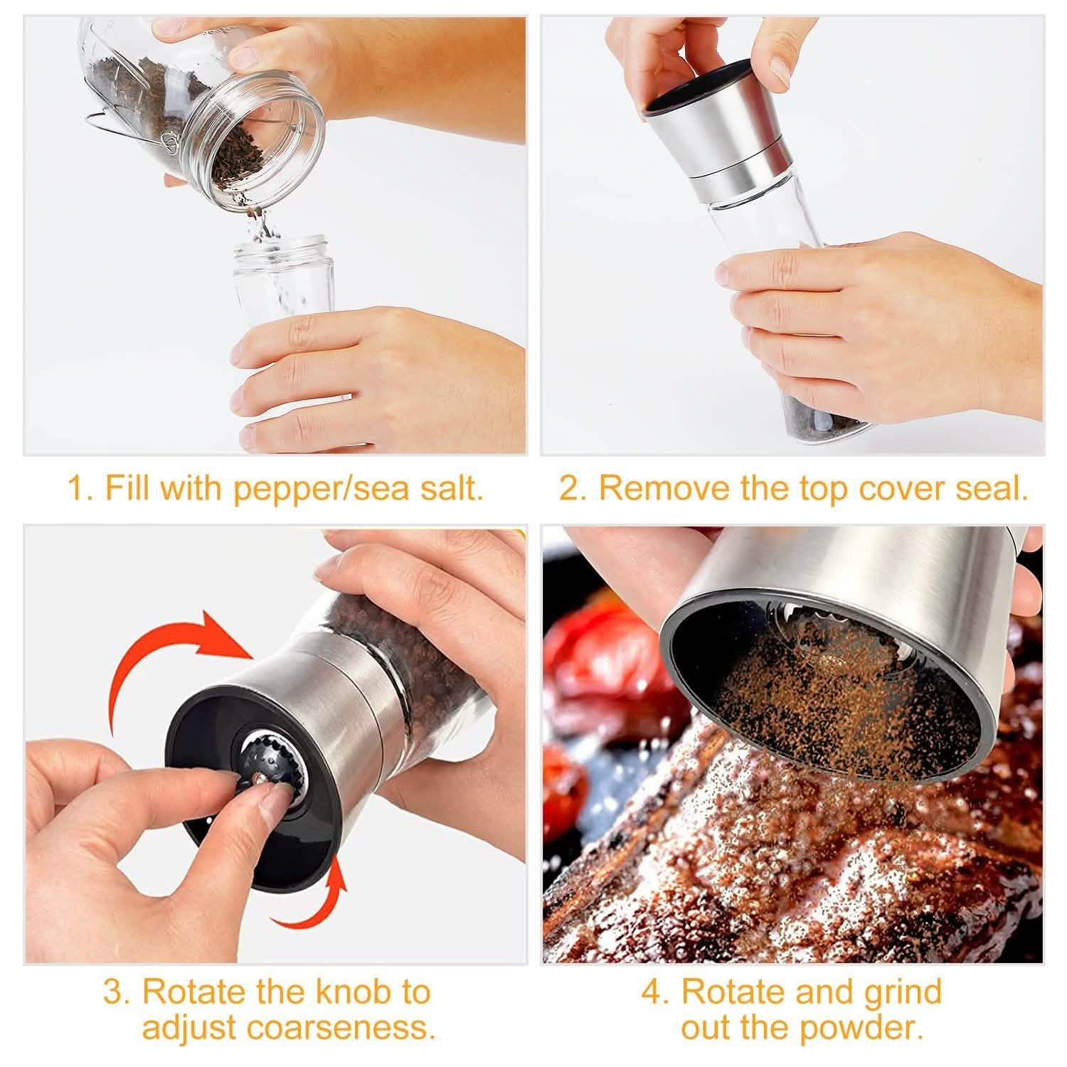 Stainless Steel Salt Pepper Grinder with Adjustable Coarseness Kitchen Tools & Gadgets - Tophatter Daily Deals