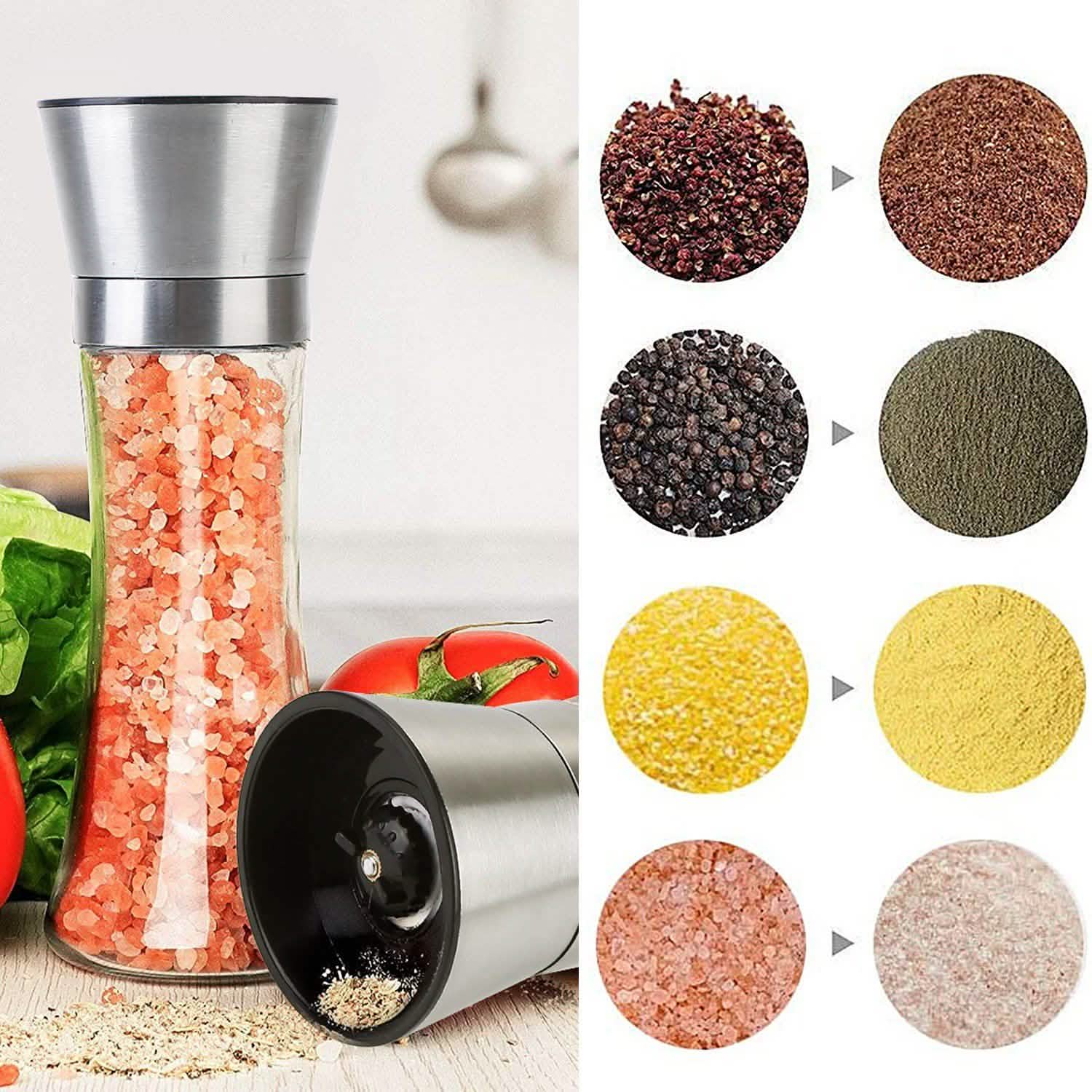 Stainless Steel Salt Pepper Grinder with Adjustable Coarseness Kitchen Tools & Gadgets - Tophatter Daily Deals