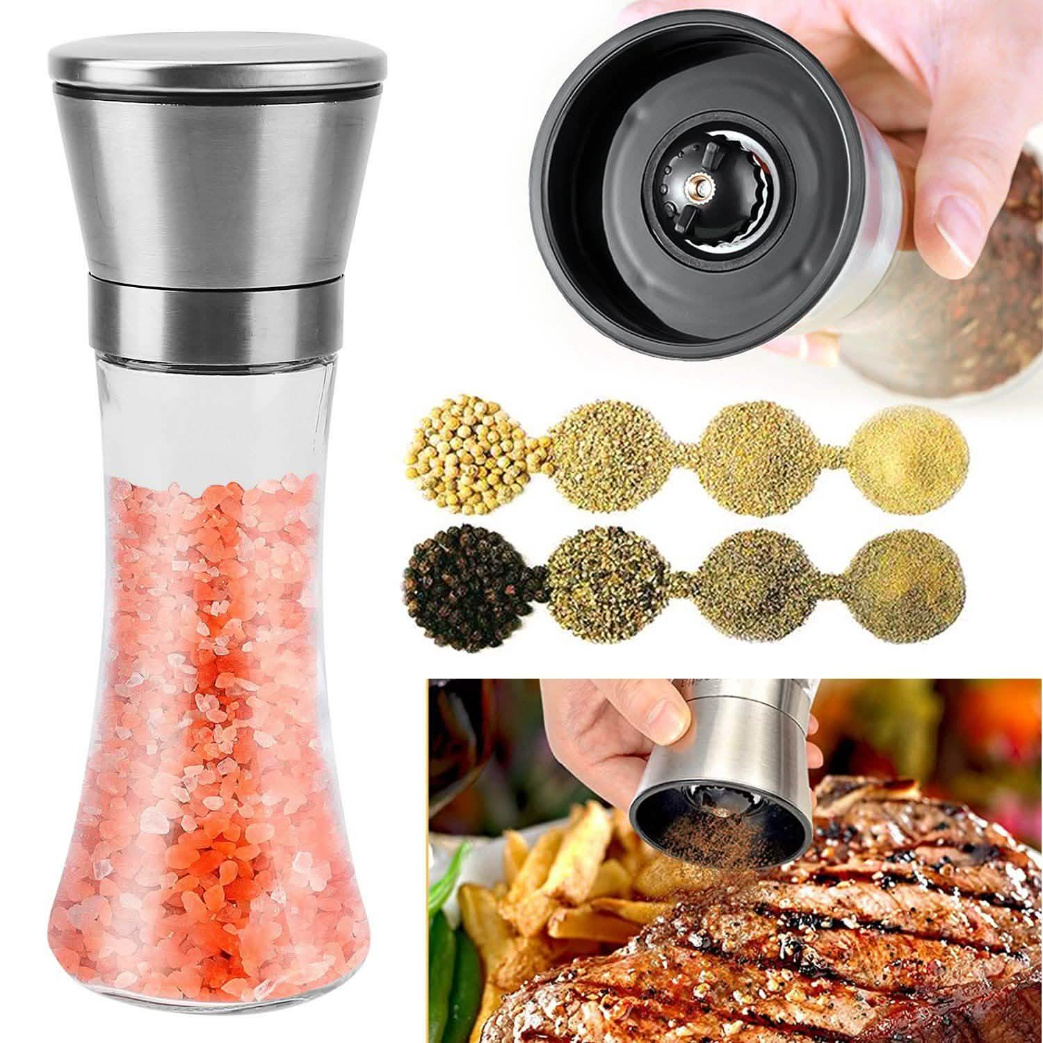 Stainless Steel Salt Pepper Grinder with Adjustable Coarseness Kitchen Tools & Gadgets - Tophatter Daily Deals