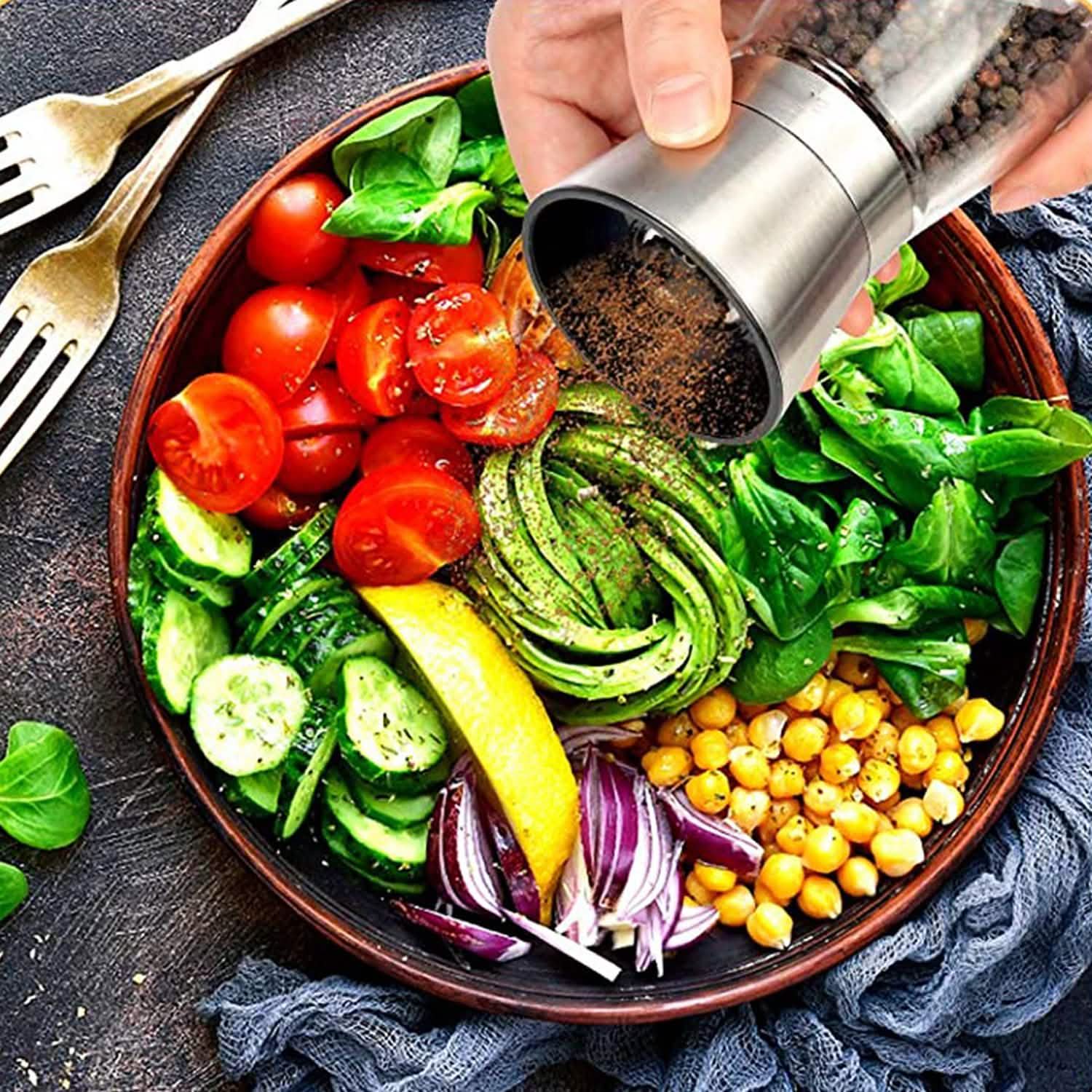 Stainless Steel Salt Pepper Grinder with Adjustable Coarseness Kitchen Tools & Gadgets - Tophatter Daily Deals