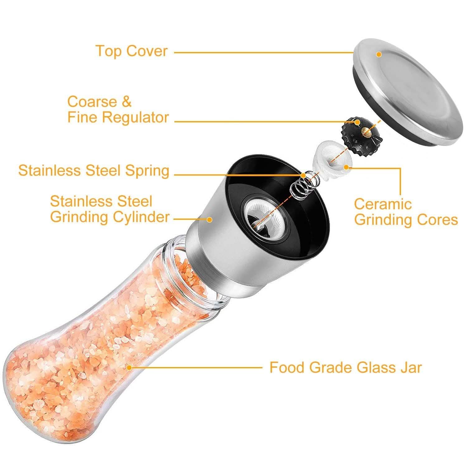Stainless Steel Salt Pepper Grinder with Adjustable Coarseness Kitchen Tools & Gadgets - Tophatter Daily Deals