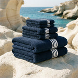 Nautilus Australian Cotton Towels Navy & White Standard Set (Set of 6 with Bath Towels) Bath - Tophatter Daily Deals