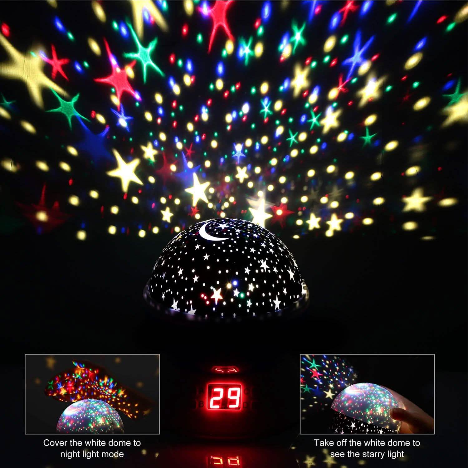 Star Moon LED Projector Lamp Kids Night Light Indoor Lighting - Tophatter Daily Deals