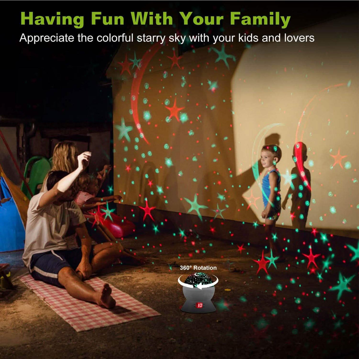 Star Moon LED Projector Lamp Kids Night Light Indoor Lighting - Tophatter Daily Deals