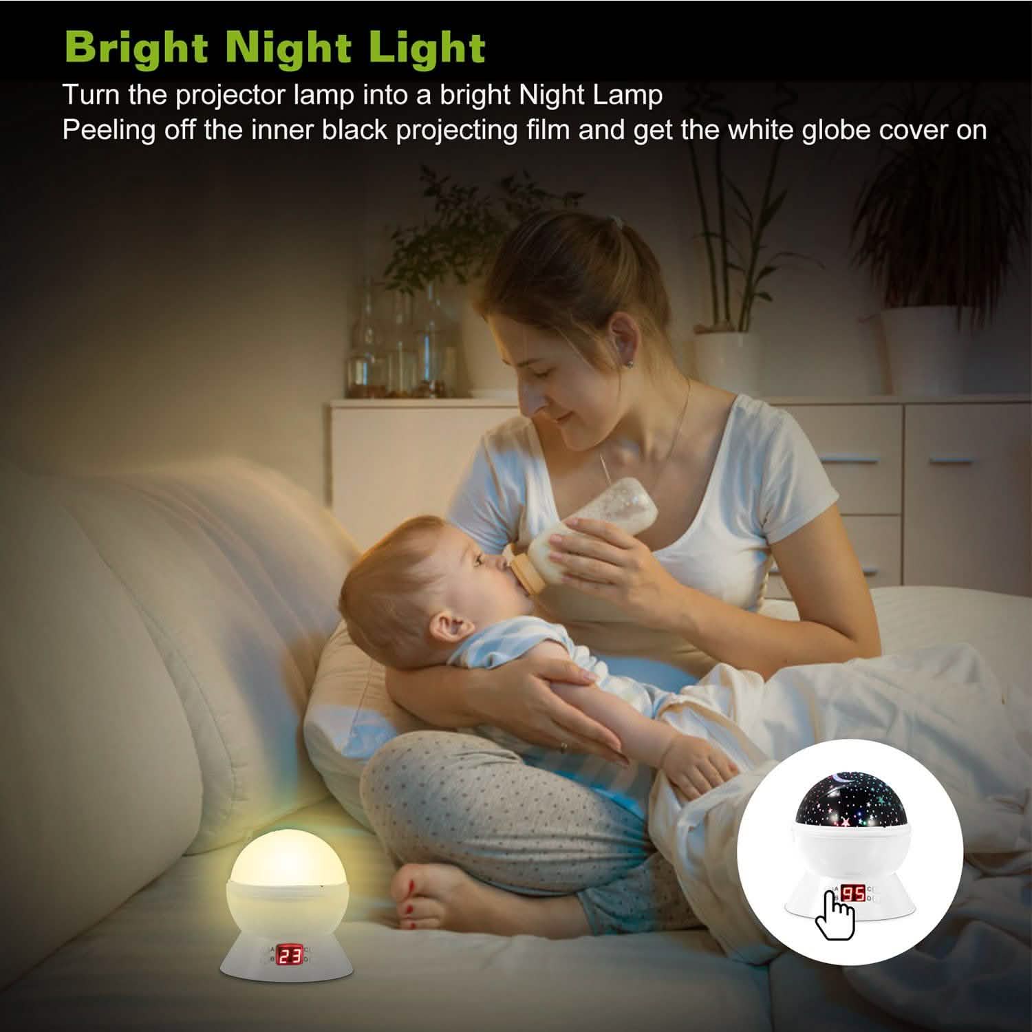 Star Moon LED Projector Lamp Kids Night Light Indoor Lighting - Tophatter Daily Deals