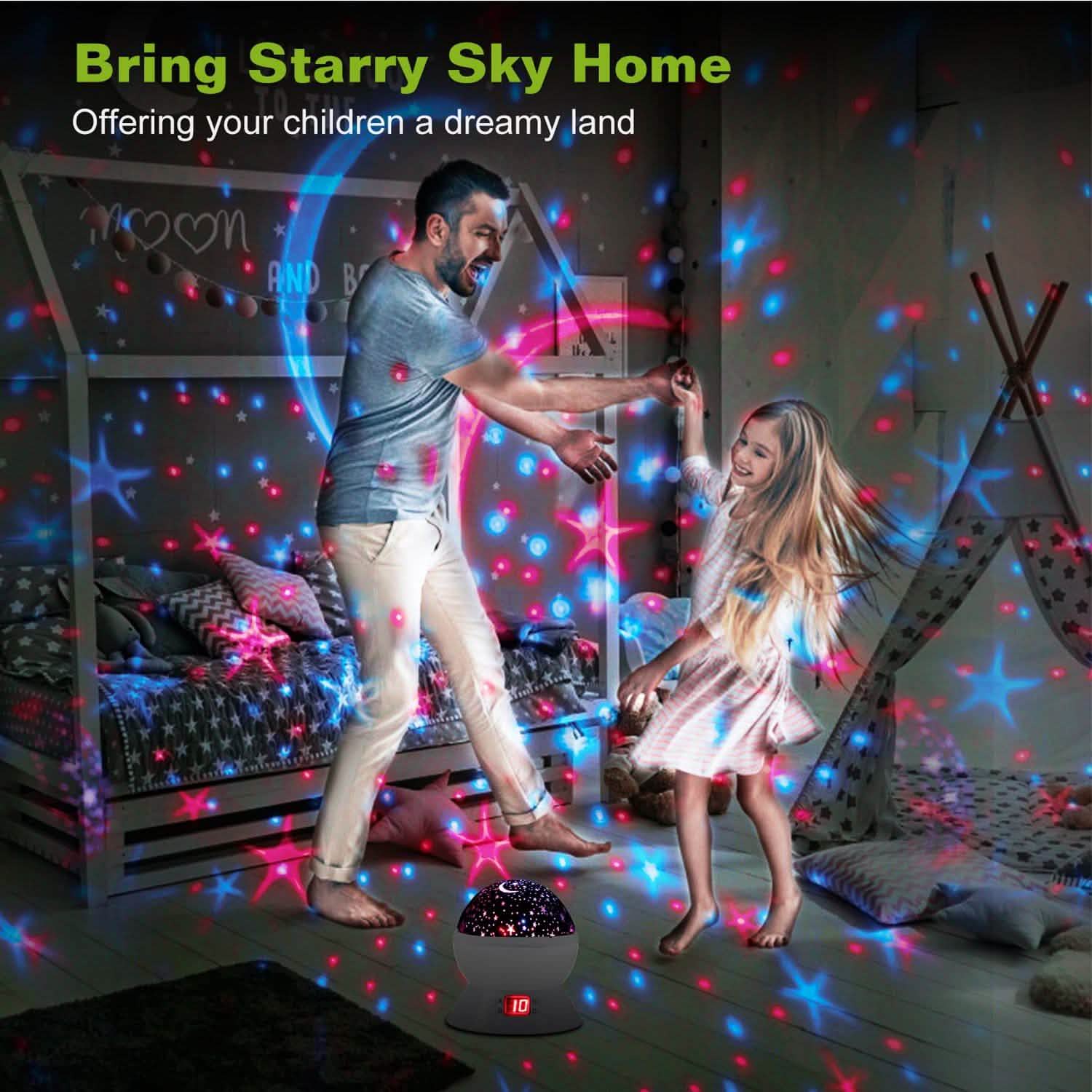 Star Moon LED Projector Lamp Kids Night Light Indoor Lighting - Tophatter Daily Deals