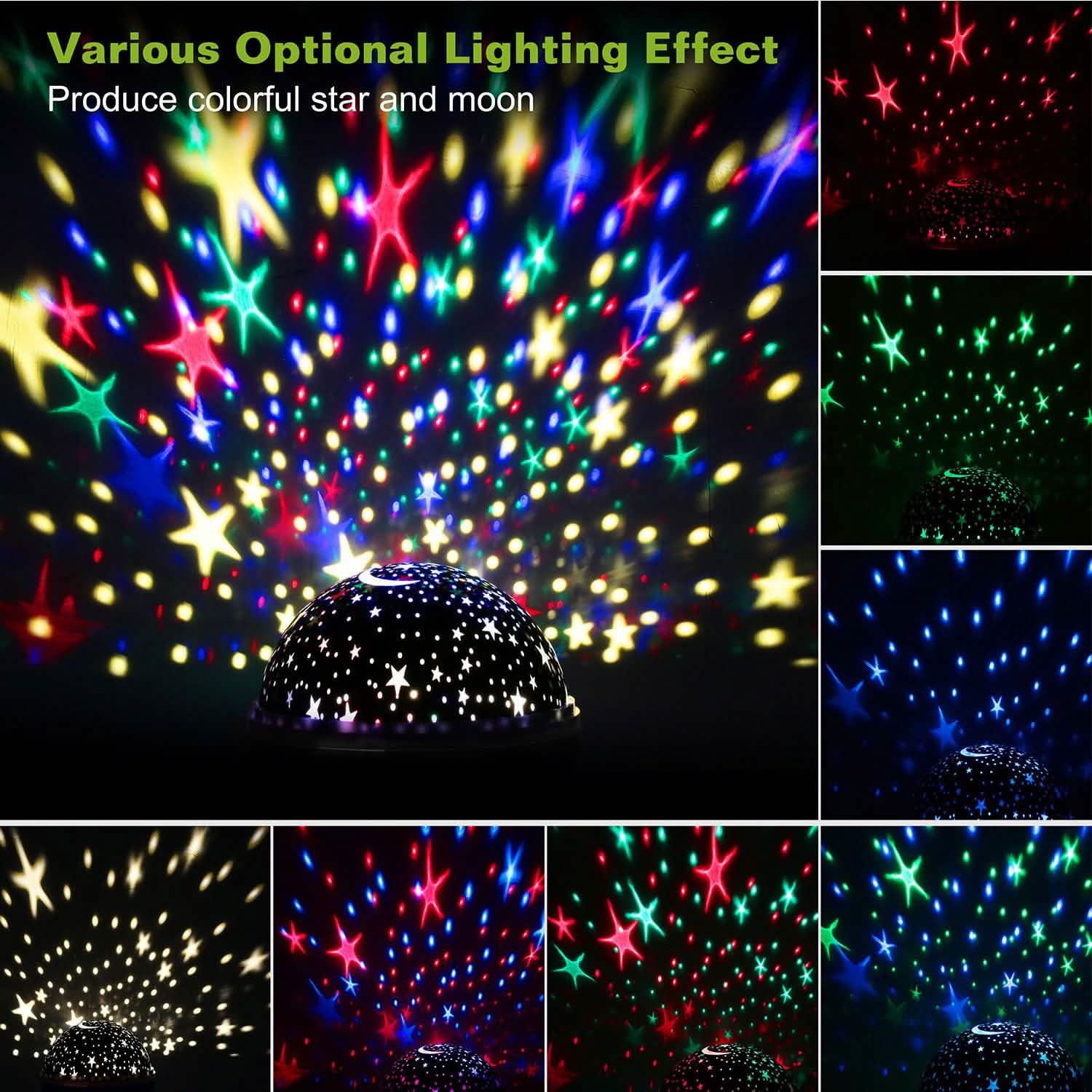 Star Moon LED Projector Lamp Kids Night Light Indoor Lighting - Tophatter Daily Deals