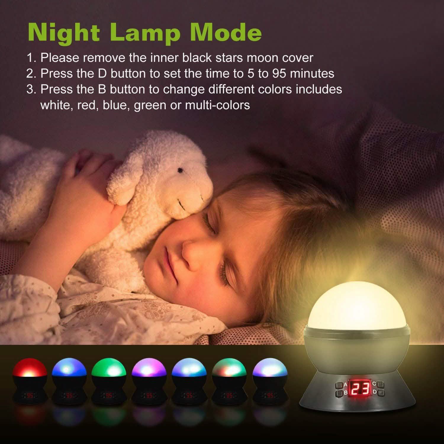 Star Moon LED Projector Lamp Kids Night Light Indoor Lighting - Tophatter Daily Deals