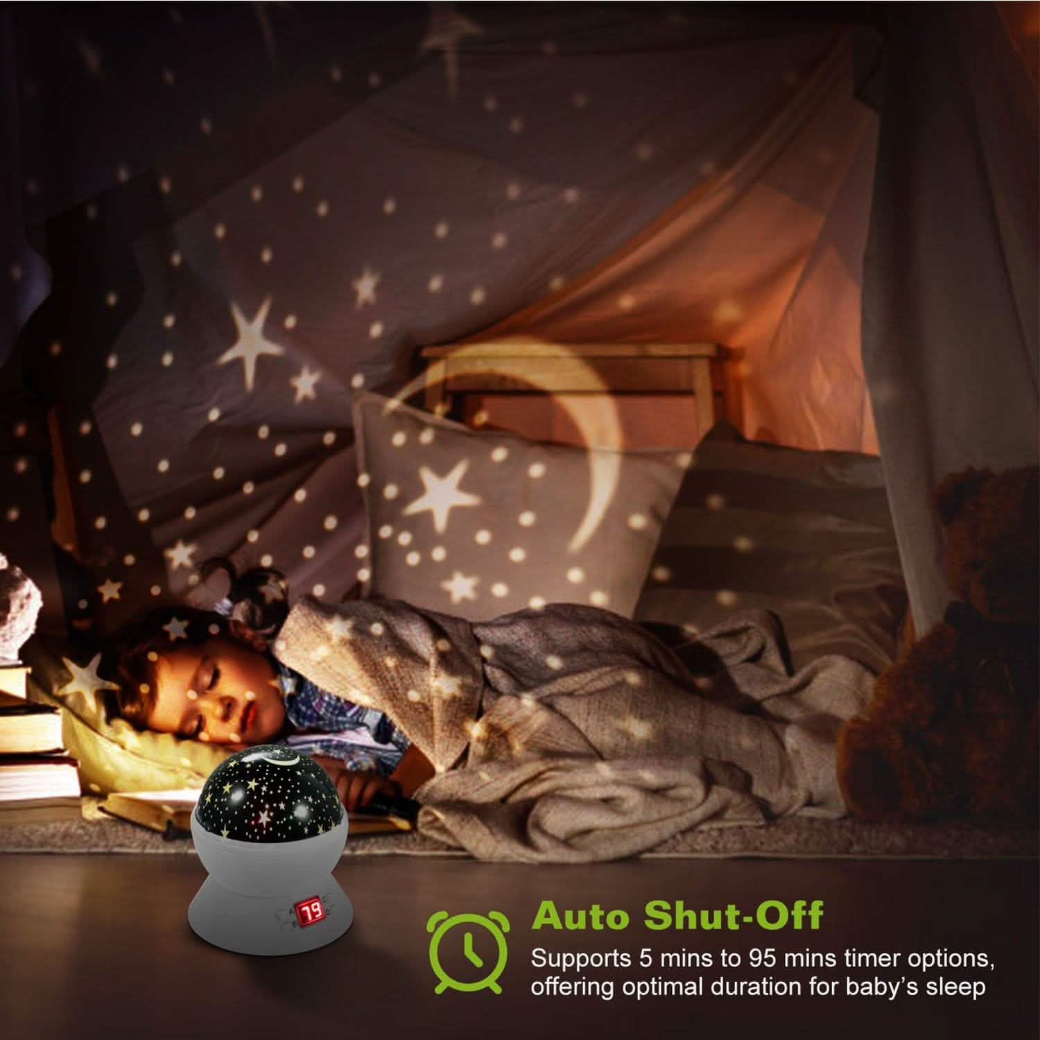 Star Moon LED Projector Lamp Kids Night Light Indoor Lighting - Tophatter Daily Deals