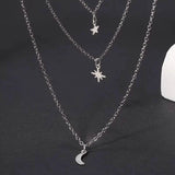 Star Moon Multi-layer Pendant Necklace Necklaces - Tophatter Daily Deals