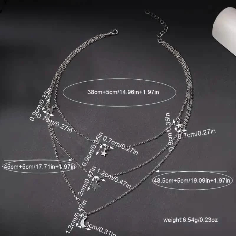 Star Moon Multi-layer Pendant Necklace Necklaces - Tophatter Daily Deals