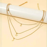 Star Moon Multi-layer Pendant Necklace Necklaces - Tophatter Daily Deals