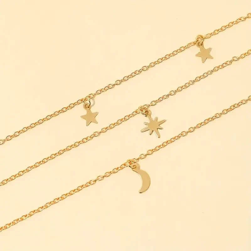 Star Moon Multi-layer Pendant Necklace Necklaces - Tophatter Daily Deals