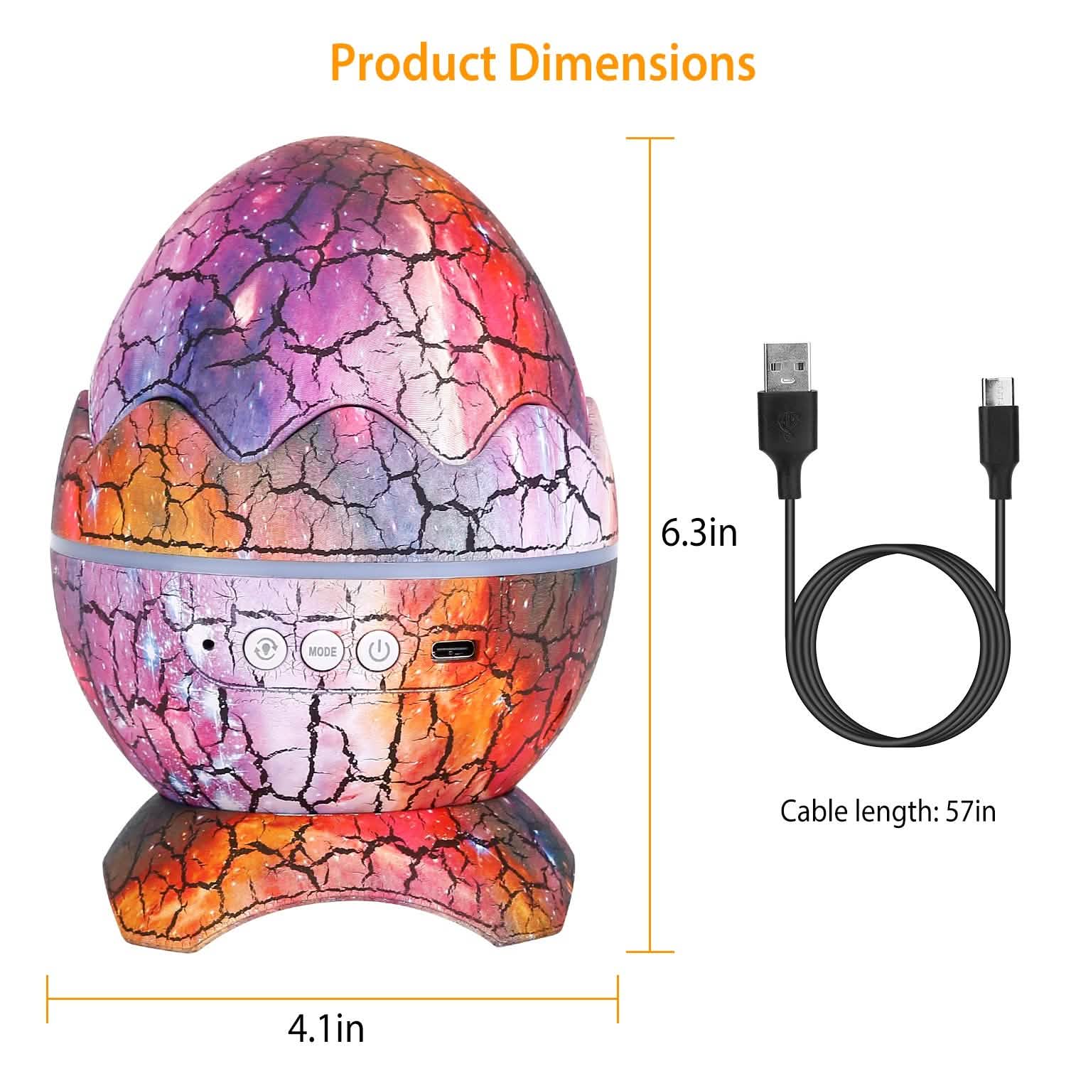 Star Project Lamp Galaxy Light Dinosaur Egg with Wireless Speaker and Remote Control Indoor Lighting - Tophatter Daily Deals