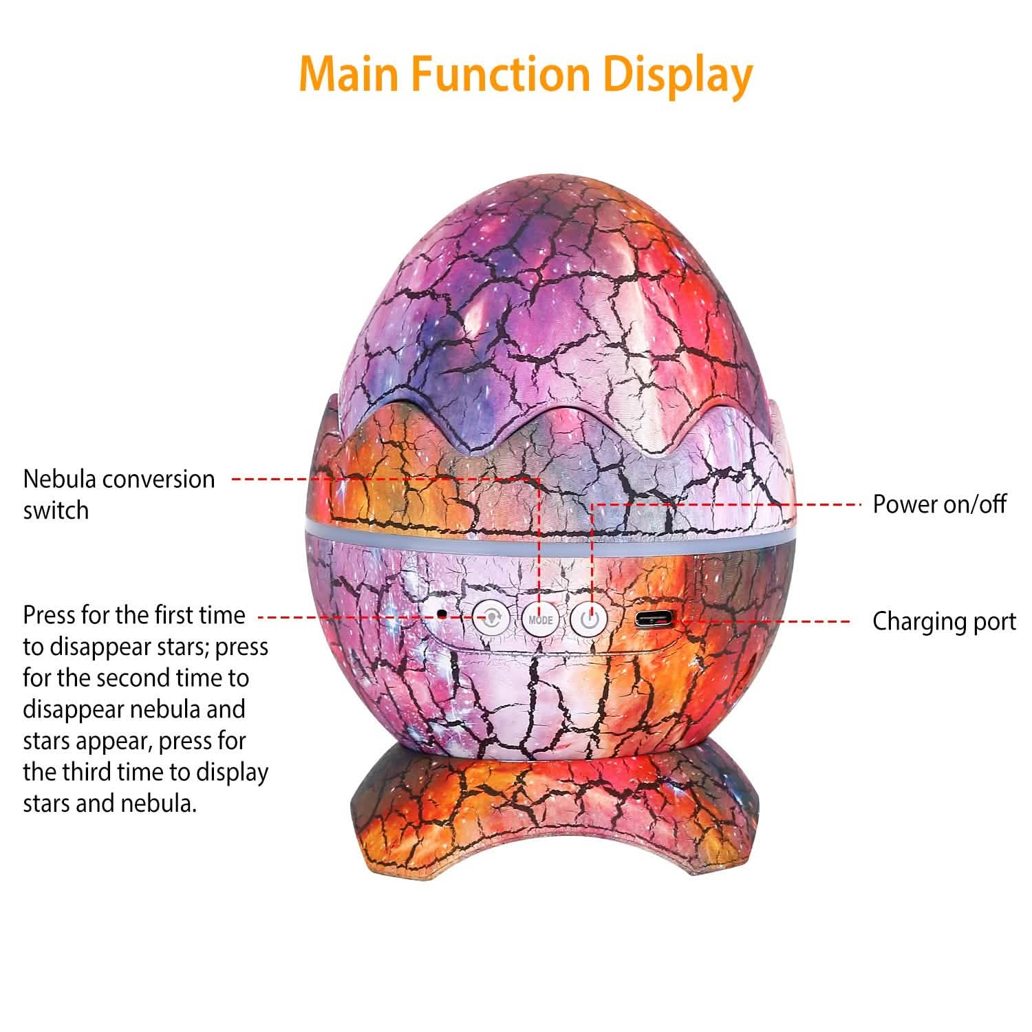 Star Project Lamp Galaxy Light Dinosaur Egg with Wireless Speaker and Remote Control Indoor Lighting - Tophatter Daily Deals
