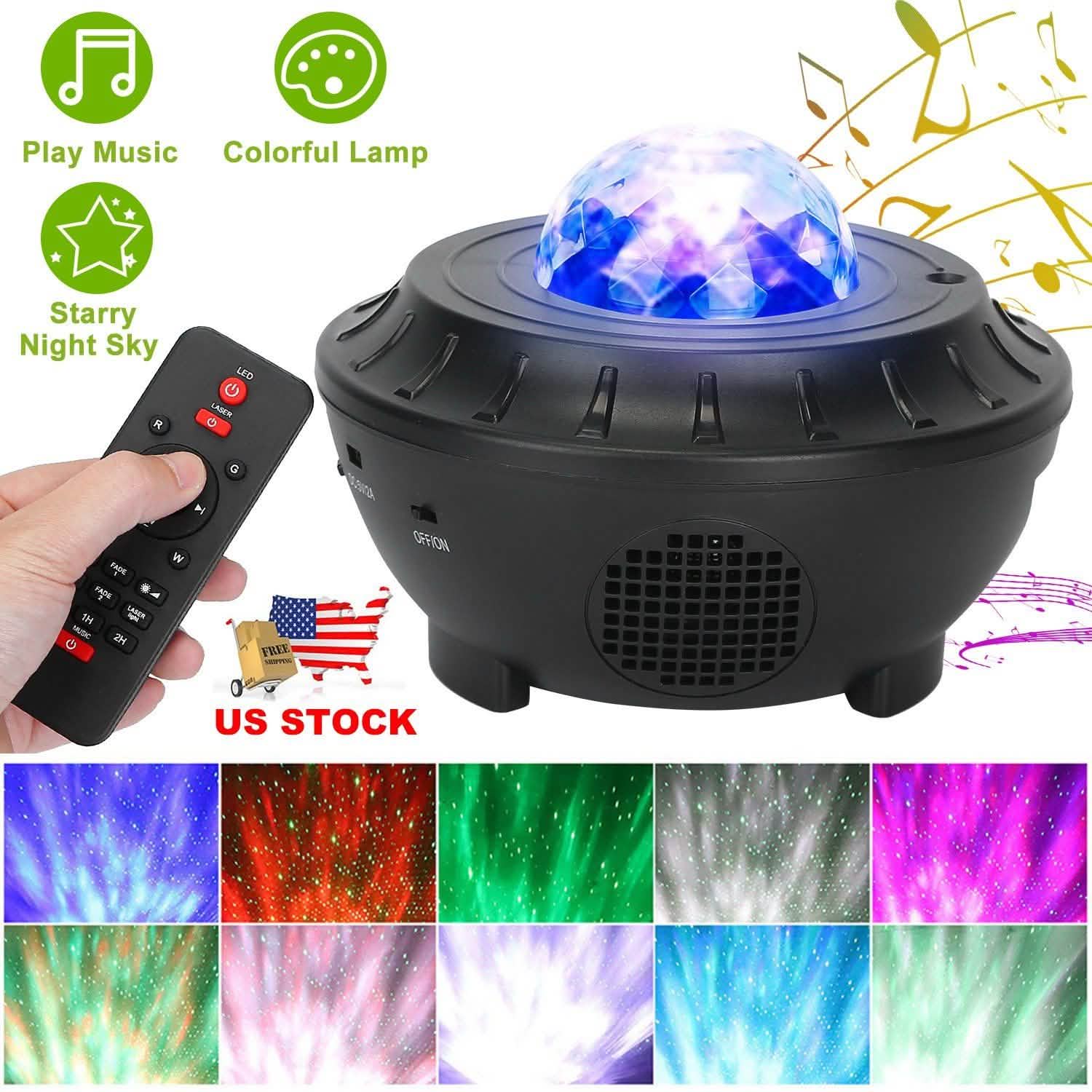 Star Projector Lamp RGBW Wireless Music Speaker Night Light Indoor Lighting - Tophatter Daily Deals