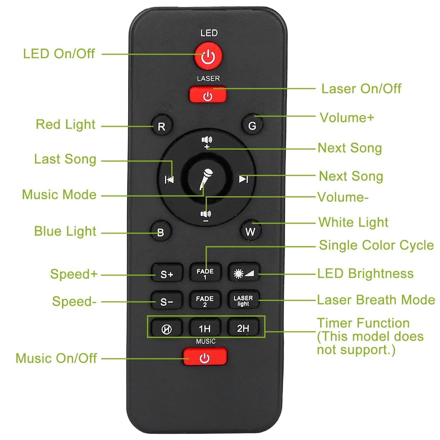 Star Projector Lamp RGBW Wireless Music Speaker Night Light Indoor Lighting - Tophatter Daily Deals