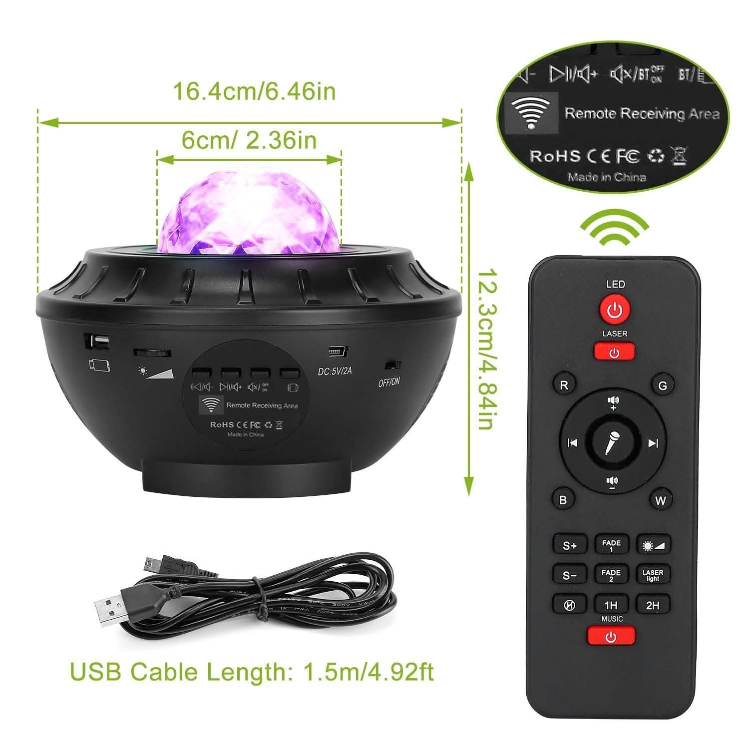 Star Projector Lamp RGBW Wireless Music Speaker Night Light Indoor Lighting - Tophatter Daily Deals