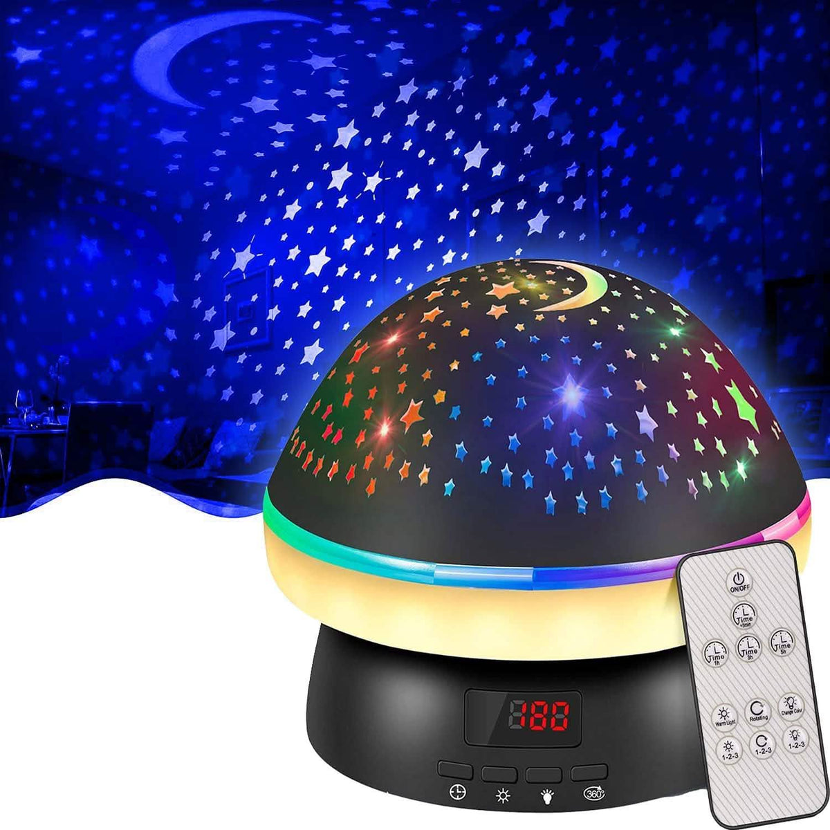 Star Projector Night Light for Kids Black Indoor Lighting - Tophatter Daily Deals