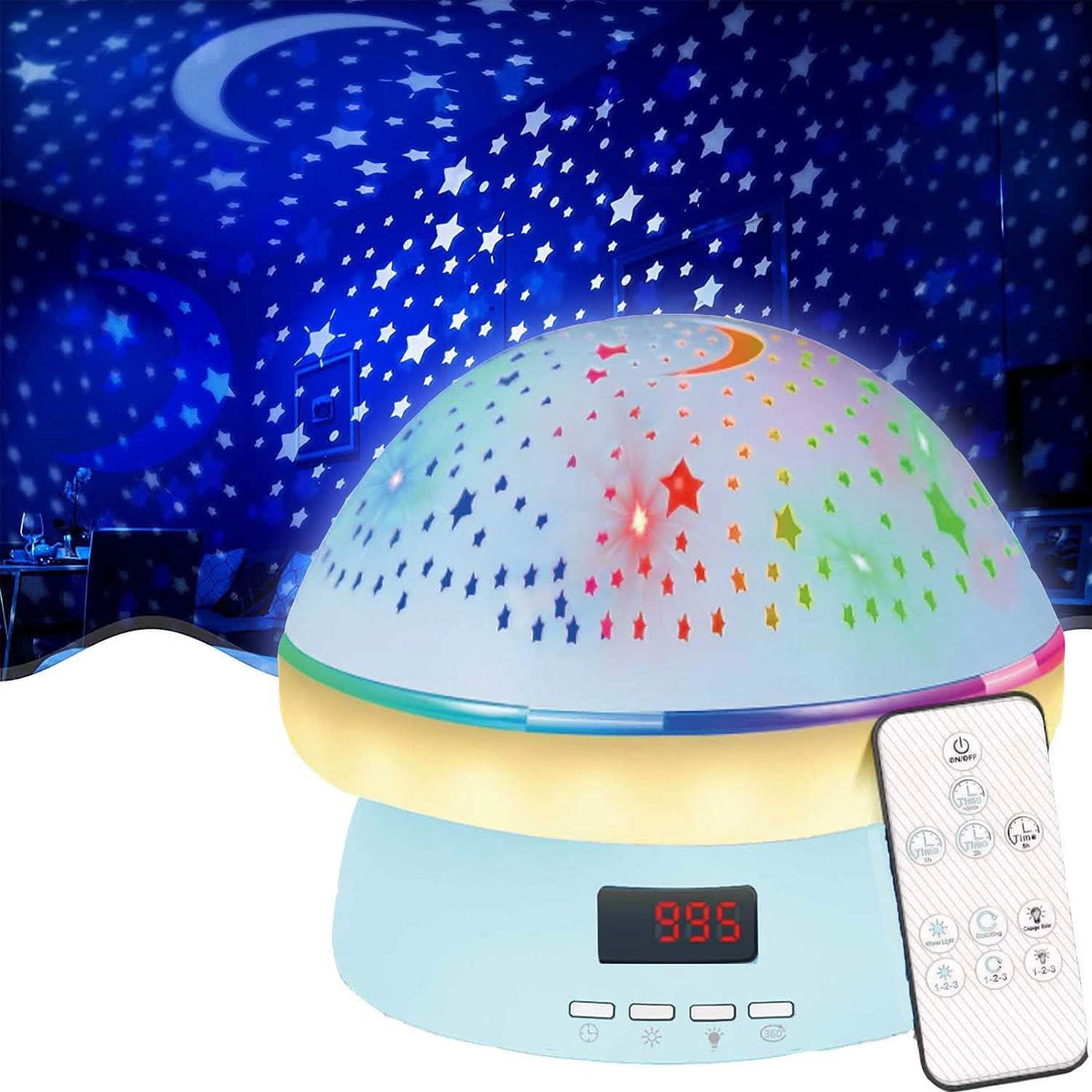 Star Projector Night Light for Kids Blue Indoor Lighting - Tophatter Daily Deals