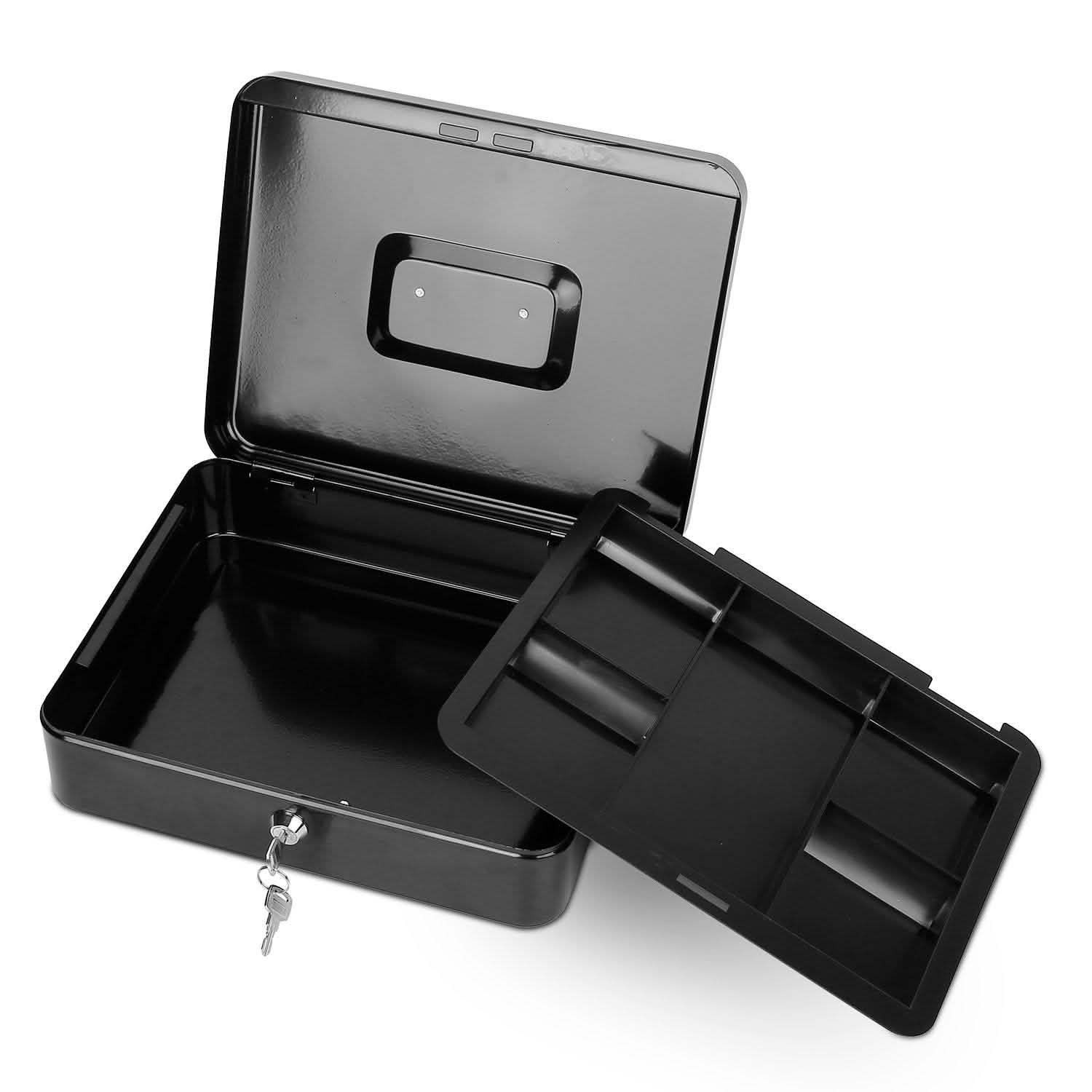Steel Cash Box with Removable Tray Storage & Organization - Tophatter Daily Deals