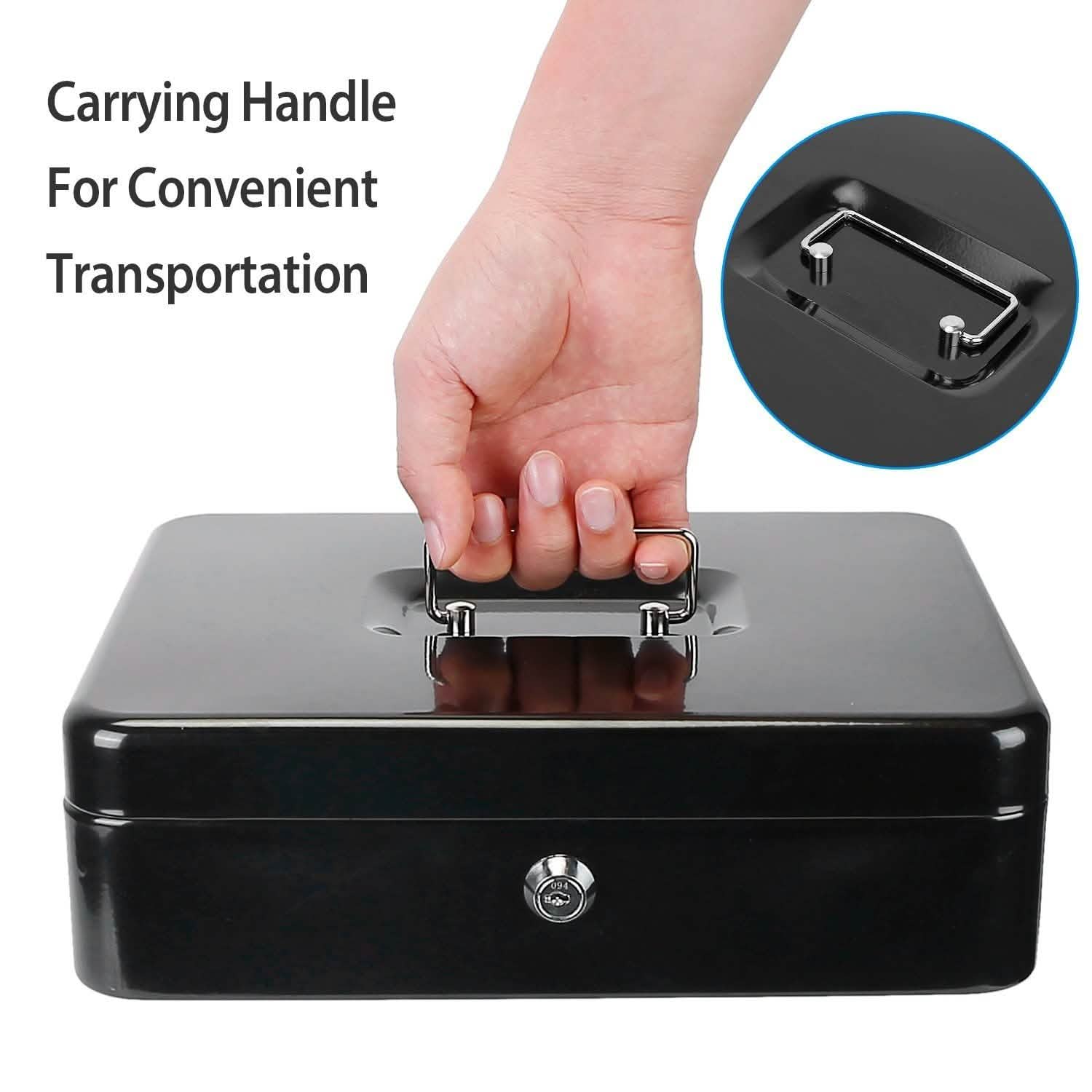 Steel Cash Box with Removable Tray Storage & Organization - Tophatter Daily Deals