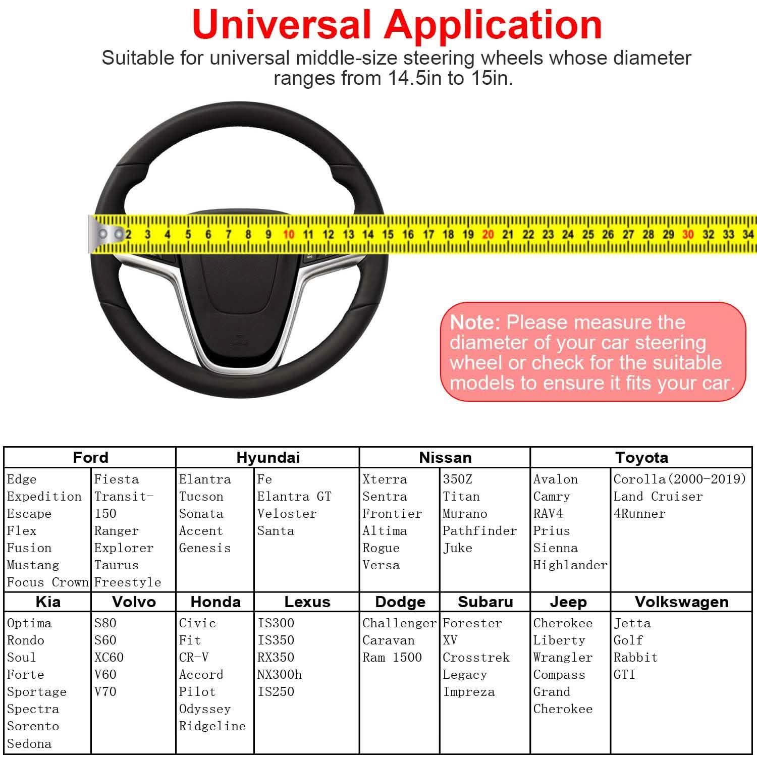 Steering Wheel Cover 14.5"- 15" Diameter Universal Fiber Leather Automotive - Tophatter Daily Deals