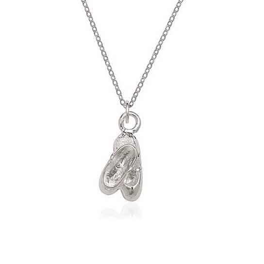 Sterling Silver Ballet Slippers Charm and Chain Necklaces - Tophatter Daily Deals