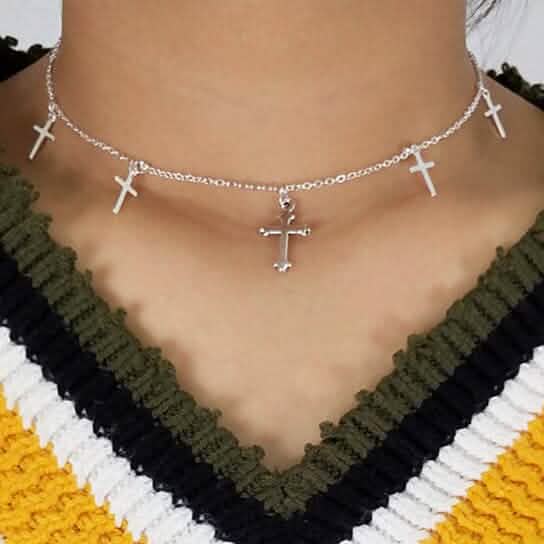 Sterling Silver Cross Lariat Necklace Necklaces - Tophatter Daily Deals