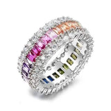 Sterling Silver Emerald Cut Rainbow Prong Eternity Band Rings - Tophatter Daily Deals