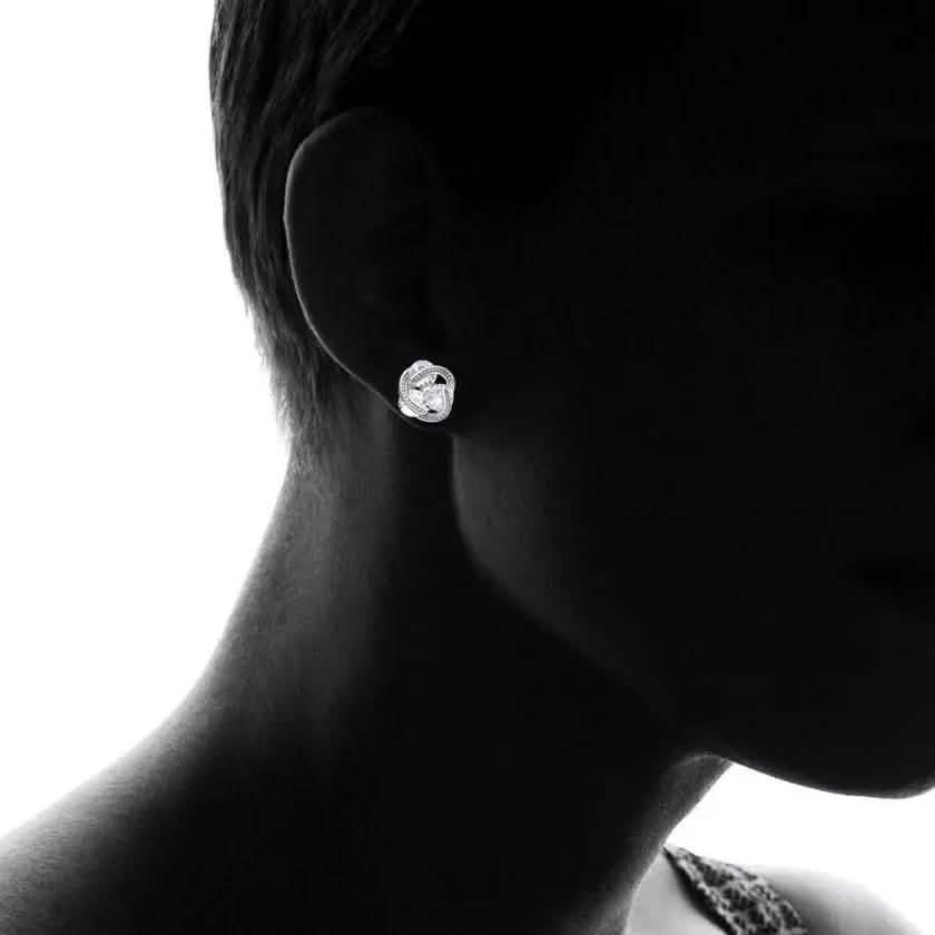 Sterling Silver Floating Stones Caged Earrings with Swarovski Crystals Earrings - Tophatter Daily Deals