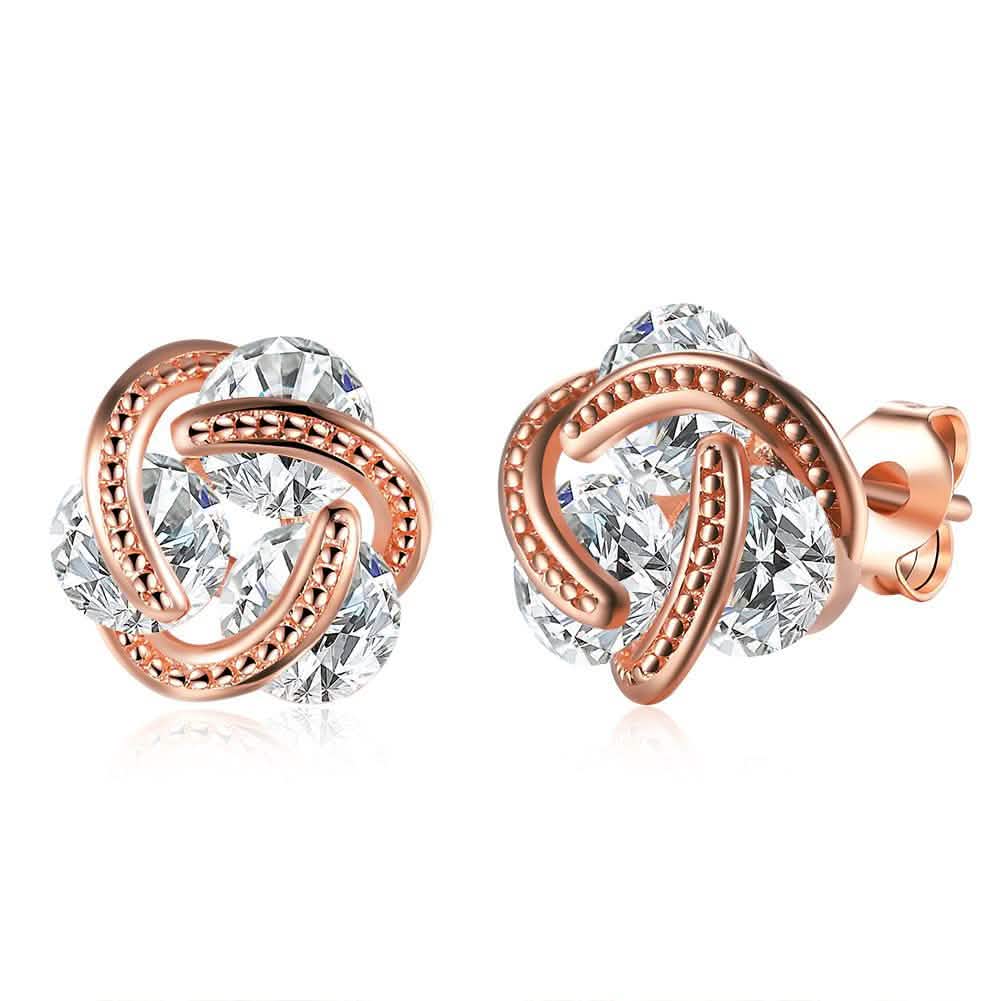 Sterling Silver Floating Stones Caged Earrings with Swarovski Crystals Rose Gold Earrings - Tophatter Daily Deals