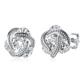 Sterling Silver Floating Stones Caged Earrings with Swarovski Crystals Silver Earrings - Tophatter Daily Deals